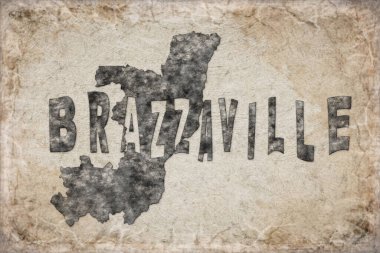 Kongo Cumhuriyeti Brazzaville Haritası ve Beyaz Harf Tasarımı