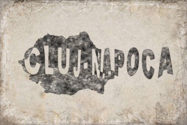 Romanya Cluj Napoca Haritası ve Beyaz Harf Tasarımı