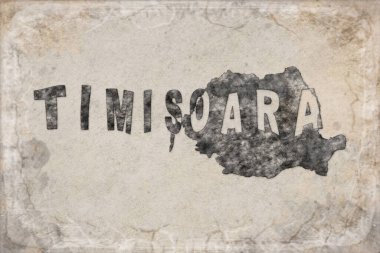 Romanya Timisoara Haritası ve Beyaz Harf Tasarımı