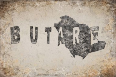 Ruanda Butare Haritası ve Beyaz Harf Tasarımı