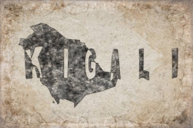 Ruanda Kigali Haritası ve Beyaz Harf Tasarımı