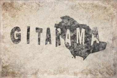 Ruanda Gitarama Haritası ve Beyaz Harf Tasarımı