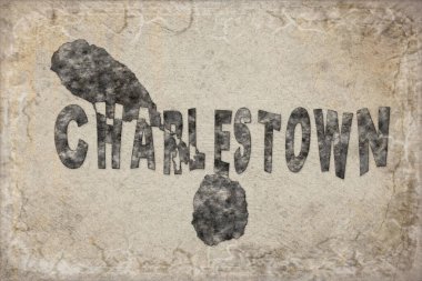 Saint Kitts ve Nevis Charlestown Haritası ve Beyaz Harf Tasarımı