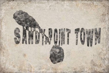 Saint Kitts ve Nevis Sandy Point Şehir Haritası ve Beyaz Harf Tasarımı