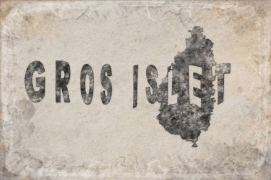 Saint Lucia Gros Islet Haritası ve Beyaz Harf Tasarımı