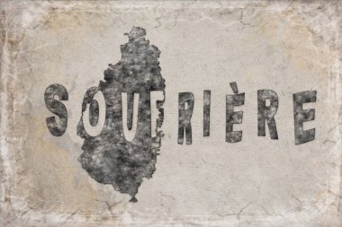 Saint Lucia Soufriere Haritası ve Beyaz Harf Tasarımı