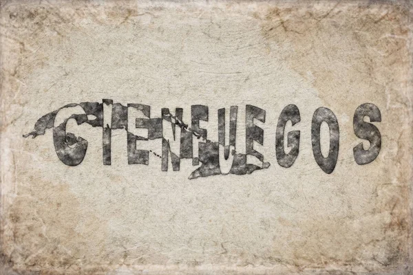 Küba Cienfuegos Haritası ve Beyaz Harf Tasarımı