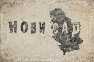 Sırbistan Novi Sad Haritası ve Beyaz Harf Tasarımı