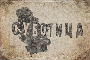 Sırbistan Subotica Haritası ve Beyaz Harflerin Tasarımı
