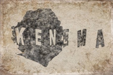 Sierra Leone Kenema Haritası ve Beyaz Harf Tasarımı