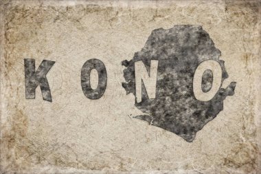 Sierra Leone Kono Haritası ve Beyaz Harf Tasarımı