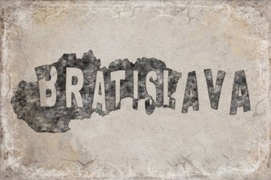 Slovakya Bratislava Haritası ve Beyaz Harf Tasarımı
