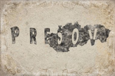 Slovakya Presov Haritası ve Beyaz Harf Tasarımı