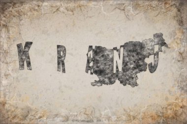 Slovenya Kranj Haritası ve Beyaz Harf Tasarımı