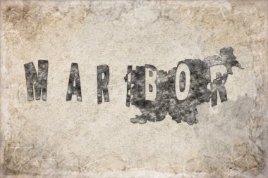 Slovenya Maribor Haritası ve Beyaz Harf Tasarımı