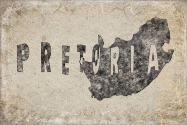 Güney Afrika Pretoria Haritası ve Beyaz Harf Tasarımı