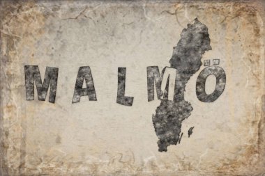 İsveç Malmö Haritası ve Beyaz Harf Tasarımı