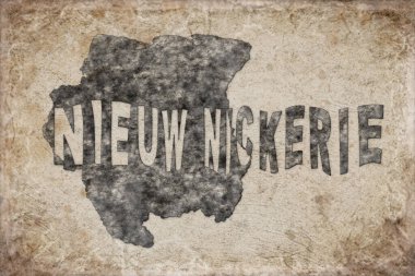 Soy Adı Nieuw Nickerie Haritası ve Beyaz Harf Tasarımı