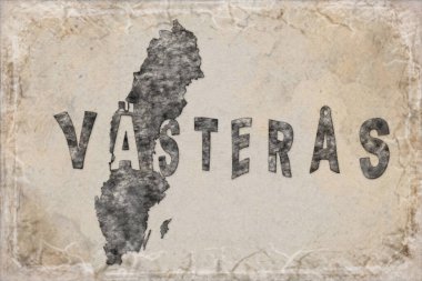 İsveç Vasteras Haritası ve Beyaz Harf Tasarımı
