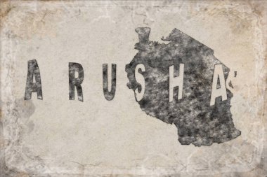 Tanzanya Arusha Haritası ve Beyaz Harf Tasarımı