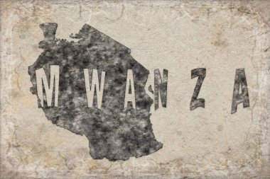 Tanzanya Mwanza Haritası ve Beyaz Harf Tasarımı