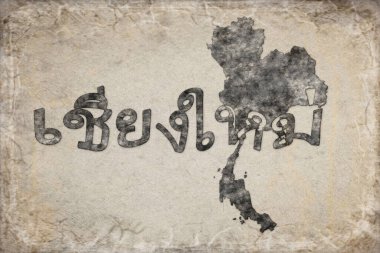 Tayland Chiang Mai Haritası ve Beyaz Harf Tasarımı