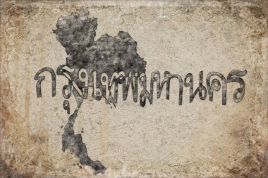 Tayland Bangkok Haritası ve Beyaz Harf Tasarımı