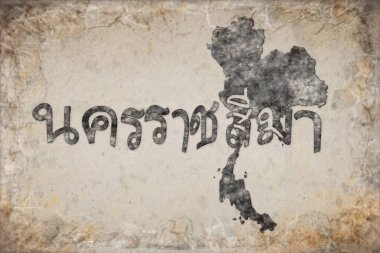 Tayland Nakhon Ratchasima Haritası ve Beyaz Harf Tasarımı