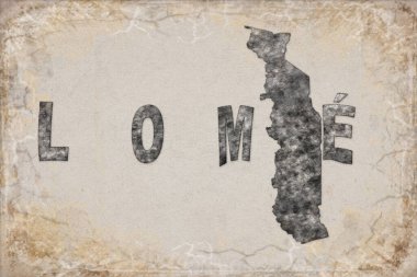 Togo Lome Haritası ve Beyaz Harf Tasarımı