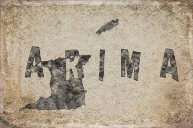 Trinidad ve Tobago Arima Haritası ve Beyaz Harf Tasarımı