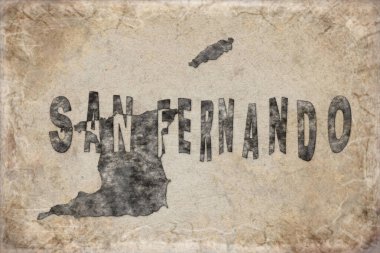 Trinidad ve Tobago San Fernando Haritası ve Beyaz Harf Tasarımı