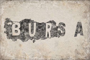 Türkiye Bursa Haritası ve Beyaz Harf Tasarımı