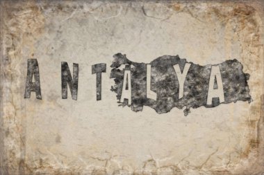 Türkiye Antalya Haritası ve Beyaz Harf Tasarımı