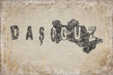 Türkmenistan Dashoguz Haritası ve Beyaz Harf Tasarımı