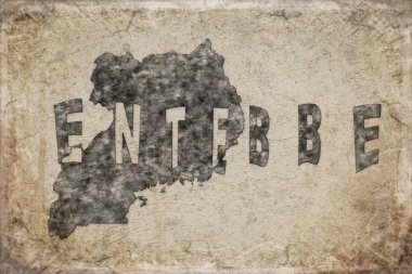 Uganda Entebbe Haritası ve Beyaz Harf Tasarımı