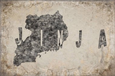 Uganda Jinja Haritası ve Beyaz Harf Tasarımı