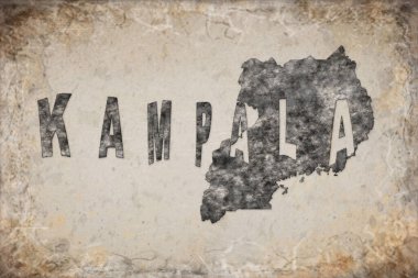 Uganda Kampala Haritası ve Beyaz Harf Tasarımı