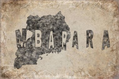 Beyaz Üzerine Uganda Mbarara Haritası ve Harf Tasarımı