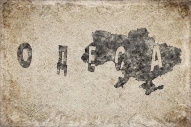 Ukrayna Odesa Haritası ve Beyaz Harf Tasarımı