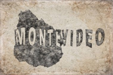 Uruguay Montevideo Haritası ve Beyaz Harf Tasarımı