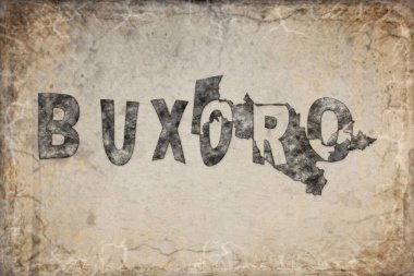 Özbekistan Buhara Haritası ve Beyaz Harf Tasarımı