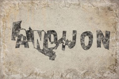 Özbekistan Andijon Haritası ve Beyaz Harf Tasarımı