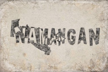 Özbekistan Namangan Haritası ve Beyaz Harf Tasarımı