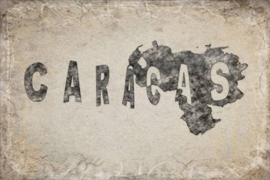 Venezuela Karakas Haritası ve Beyaz Harf Tasarımı