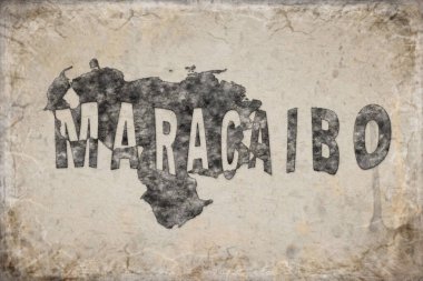 Venezuela Maracaibo Haritası ve Beyaz Harf Tasarımı