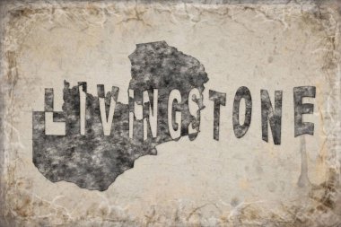 Zambiya Livingstone Haritası ve Beyaz Harf Tasarımı