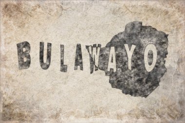 Zimbabwe Bulawayo Haritası ve Beyaz Harf Tasarımı