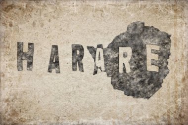 Zimbabwe Harare Haritası ve Beyaz Harf Tasarımı