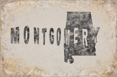 Alabama Montgomery Haritası ve Beyaz Harf Tasarımı