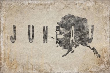 Alaska Juneau Haritası ve Beyaz Harf Tasarımı